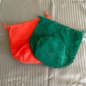 Orange and Green Drawstring Bags